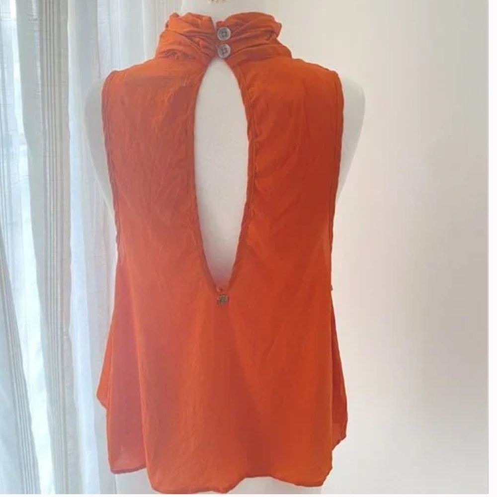 One Teaspoon Orange Sleeveless Keyhole Tank Top